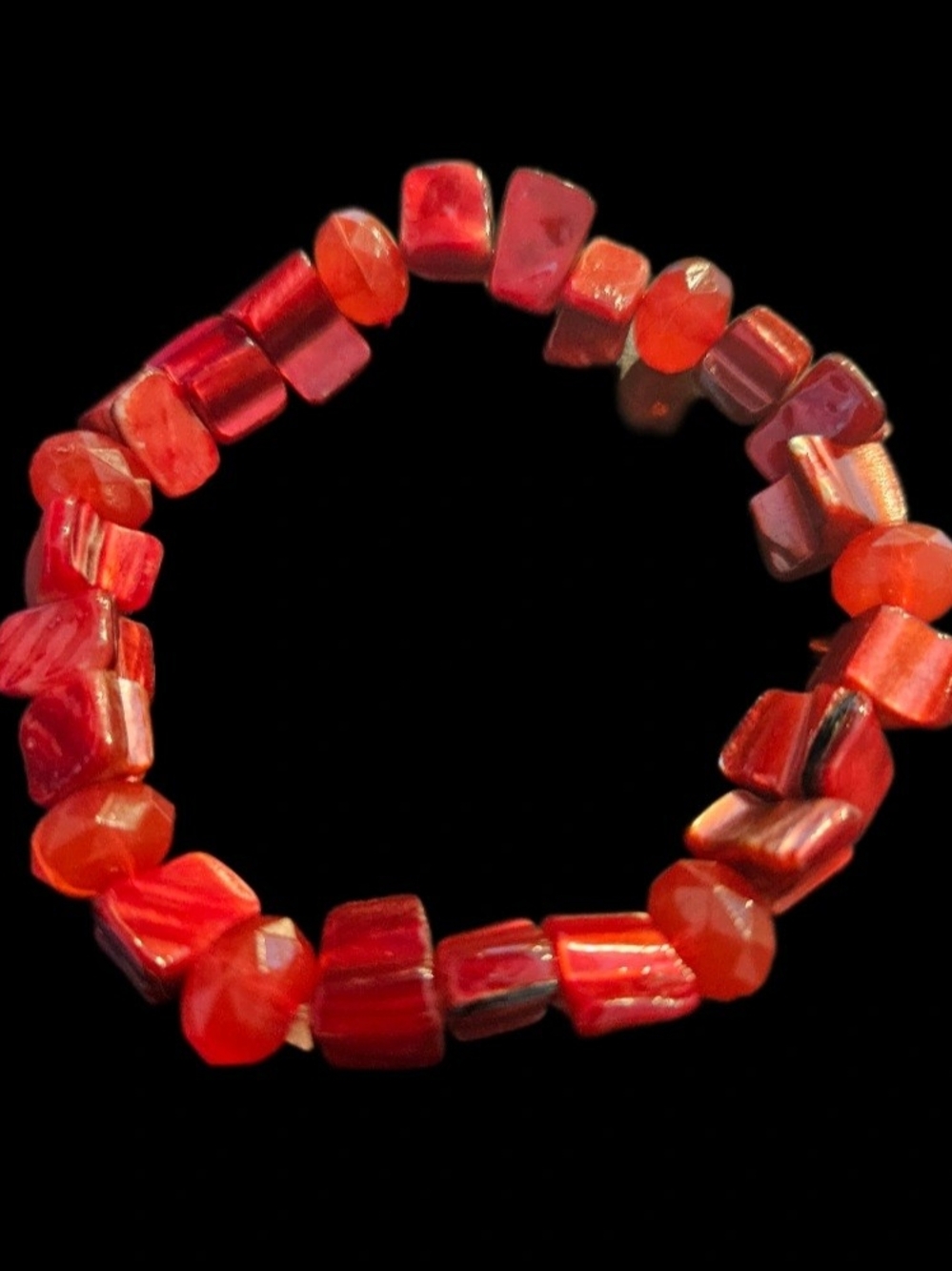 Chunky Red Statement Stretch Bracelet